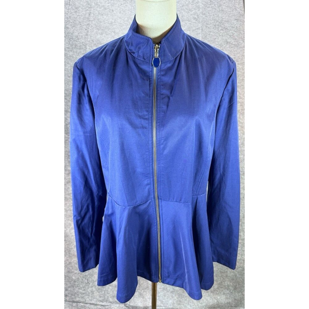 IMAN Women XL Jacket Blue Long Sleeve Full Zip Posh Chic Casual Work Wear